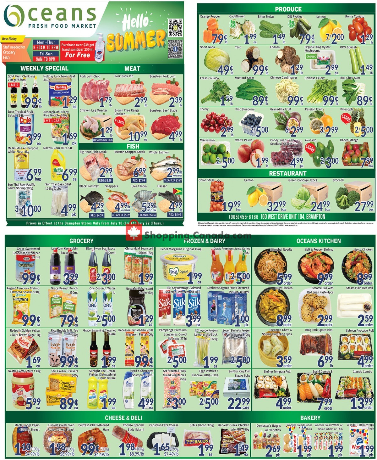 Oceans Fresh Food Market flyer from Friday July 16, 2021 to Thursday July 22, 2021 - page 1