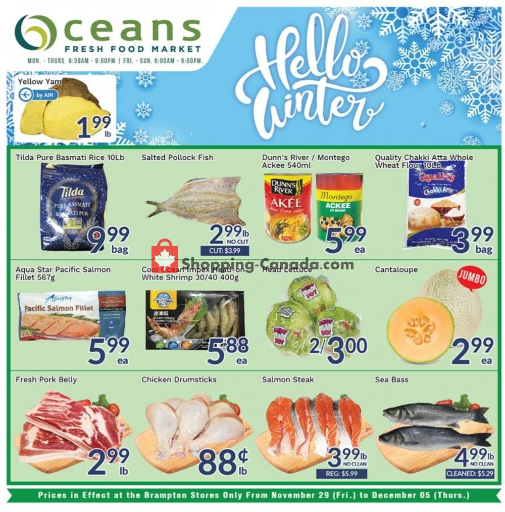 Oceans Fresh Food Market flyer from Friday November 29, 2019 to Thursday December 5, 2019 - page 1