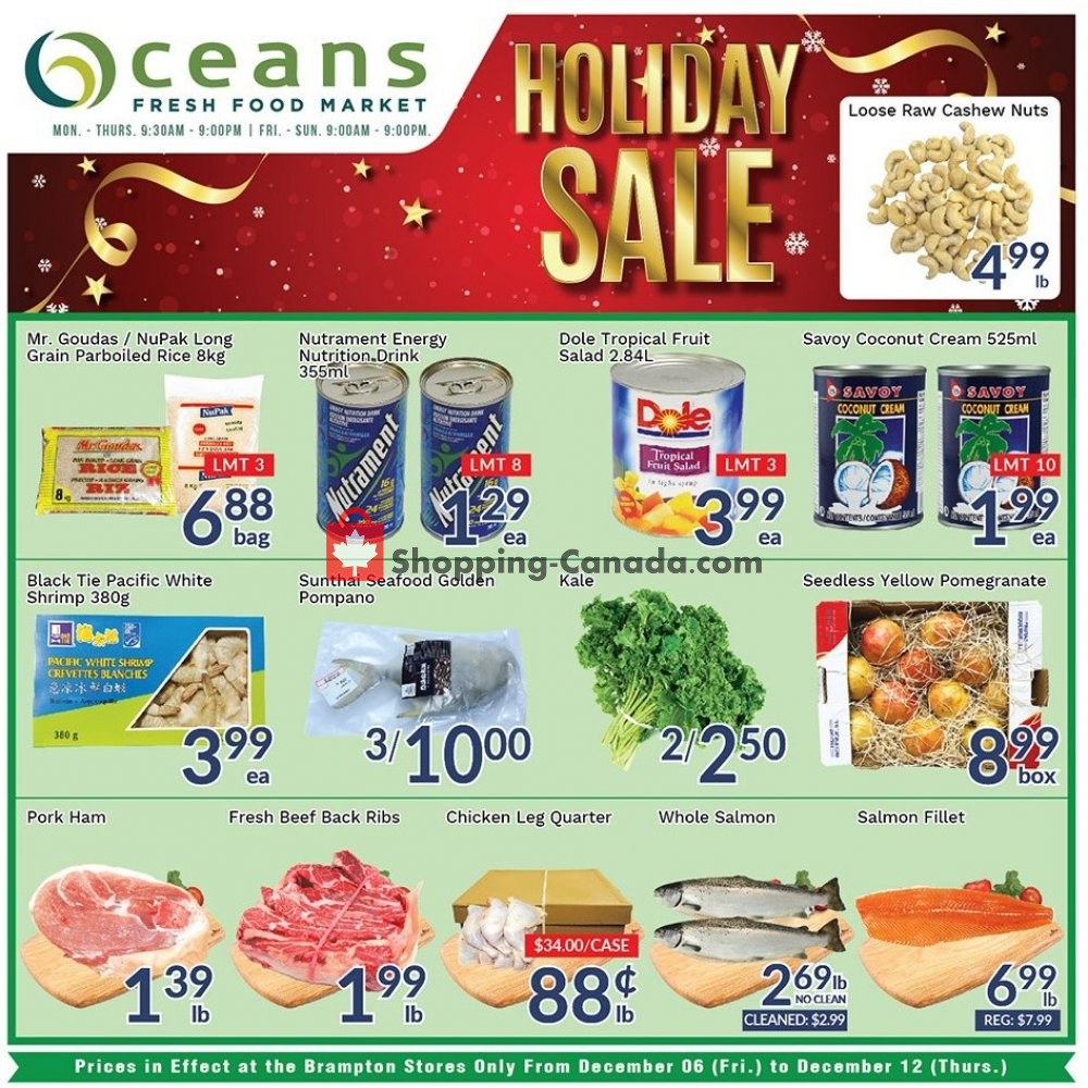 Oceans Fresh Food Market flyer from Friday December 6, 2019 to Thursday December 12, 2019 - page 1