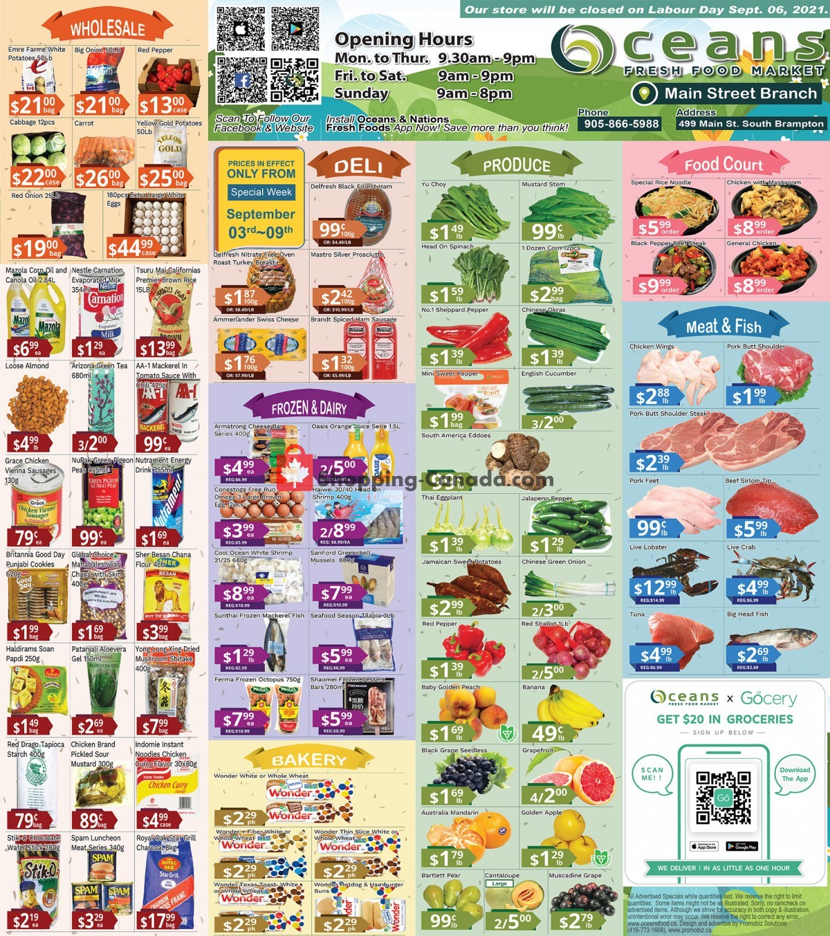 Oceans Fresh Food Market flyer from Friday September 3, 2021 to Thursday September 9, 2021 - page 1
