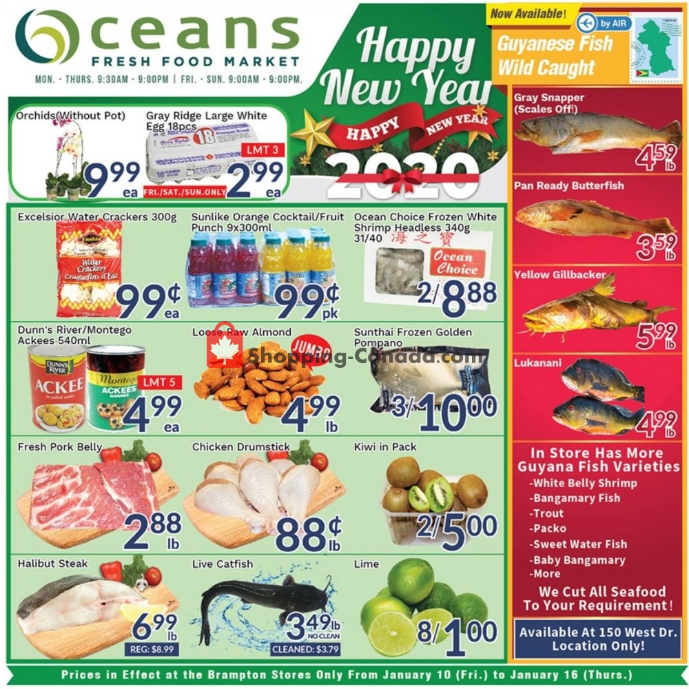 Oceans Fresh Food Market flyer from Friday January 10, 2020 to Thursday January 16, 2020 - page 1