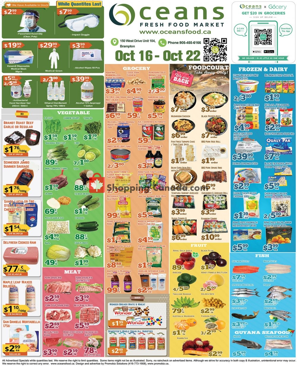 Oceans Fresh Food Market flyer from Friday October 16, 2020 to Thursday October 22, 2020 - page 1