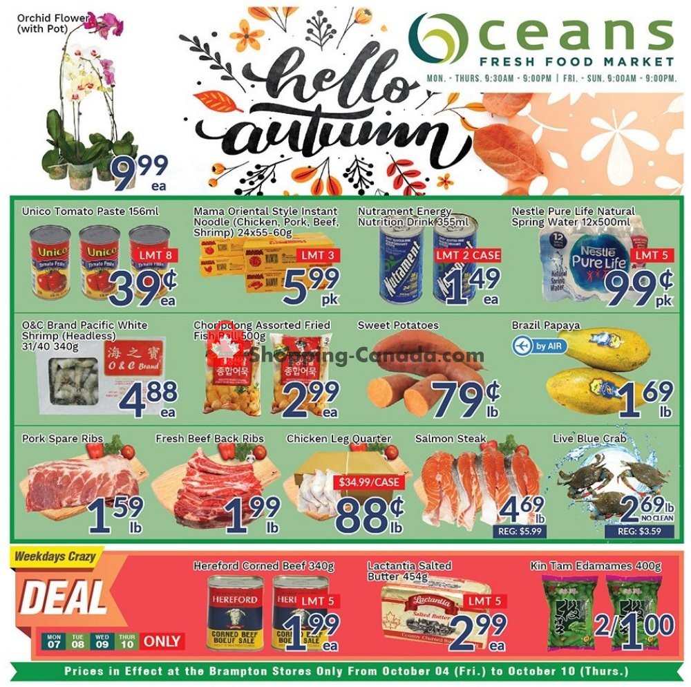 Oceans Fresh Food Market flyer from Friday October 4, 2019 to Thursday October 10, 2019 - page 1