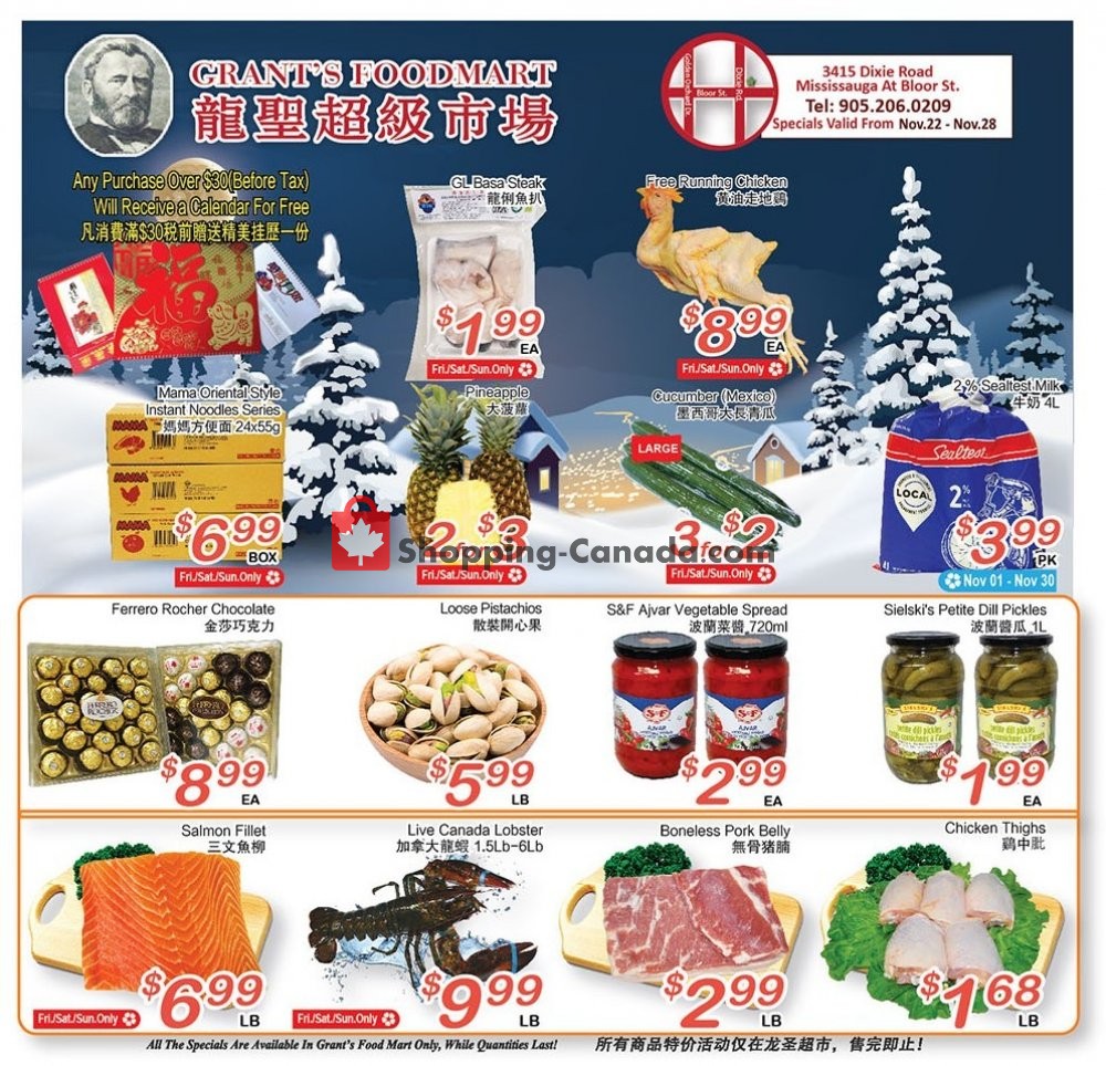 Oceans Fresh Food Market flyer from Friday November 22, 2019 to Thursday November 28, 2019 - page 1