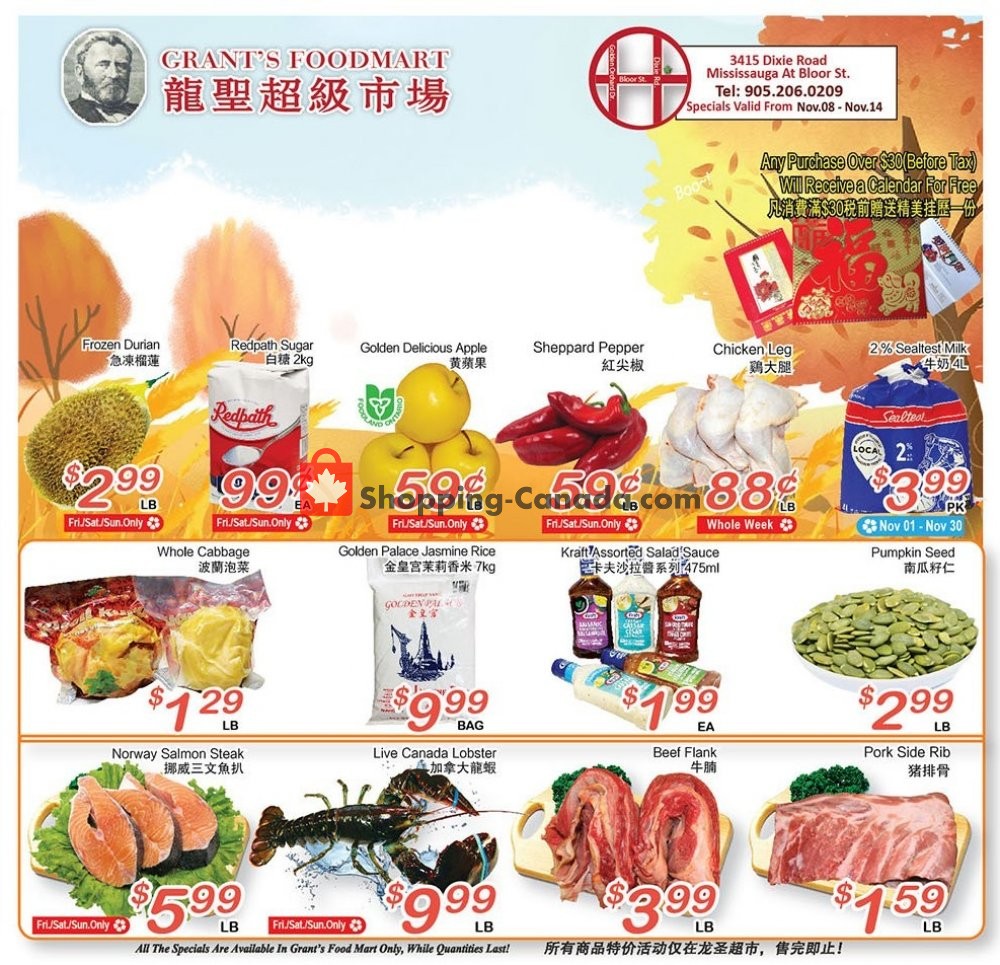 Oceans Fresh Food Market flyer from Friday November 8, 2019 to Thursday November 14, 2019 - page 1