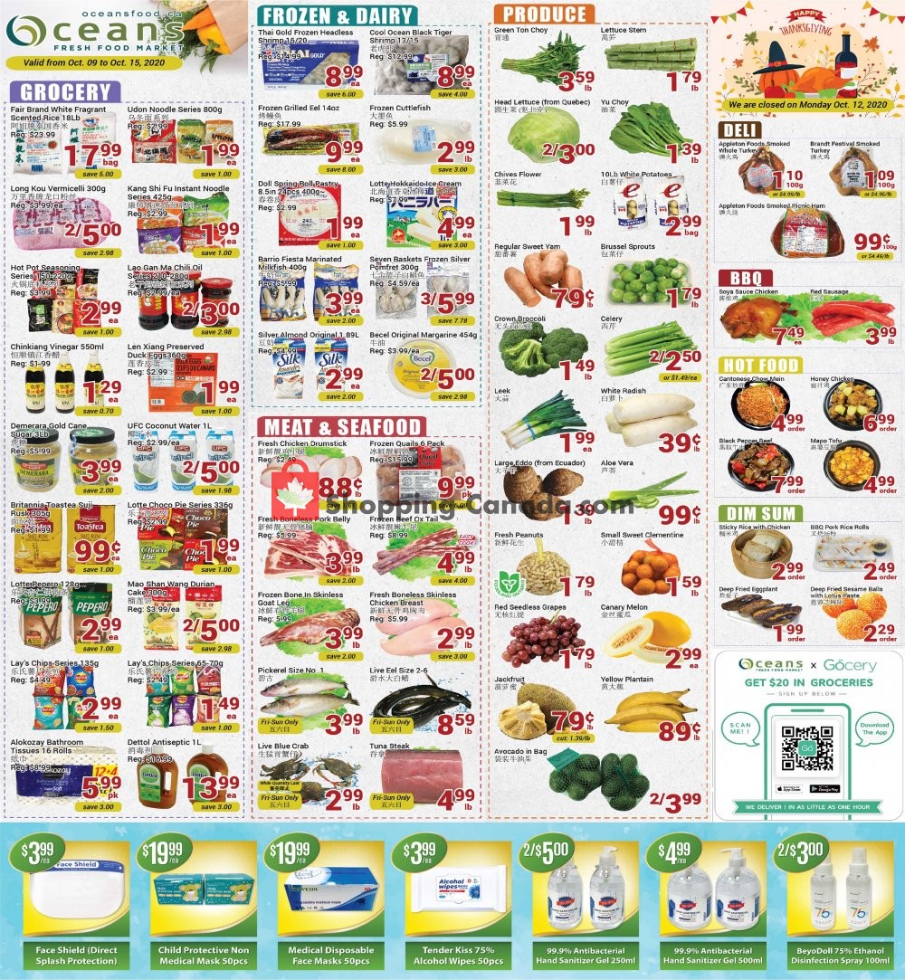 Oceans Fresh Food Market flyer from Friday October 9, 2020 to Thursday October 15, 2020 - page 1
