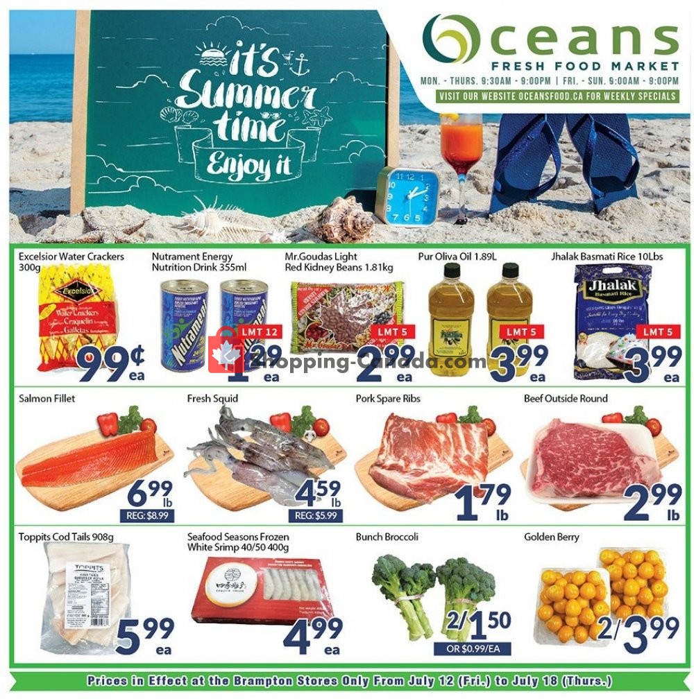 Oceans Fresh Food Market flyer from Friday July 12, 2019 to Thursday July 18, 2019 - page 1
