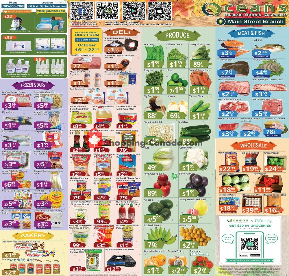 Oceans Fresh Food Market flyer from Friday October 16, 2020 to Thursday October 22, 2020 - page 1