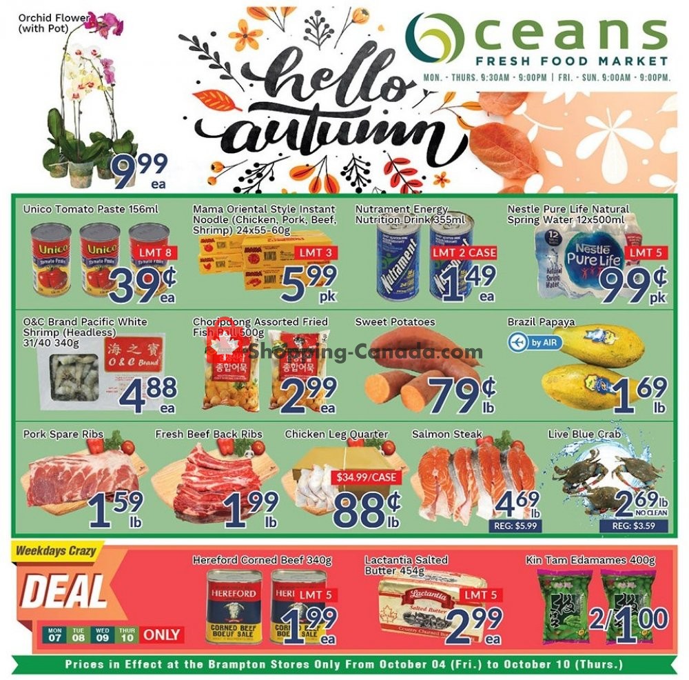 Oceans Fresh Food Market flyer from Friday October 4, 2019 to Thursday October 10, 2019 - page 1
