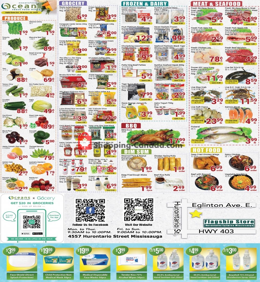 Oceans Fresh Food Market flyer from Friday October 16, 2020 to Thursday October 22, 2020 - page 1