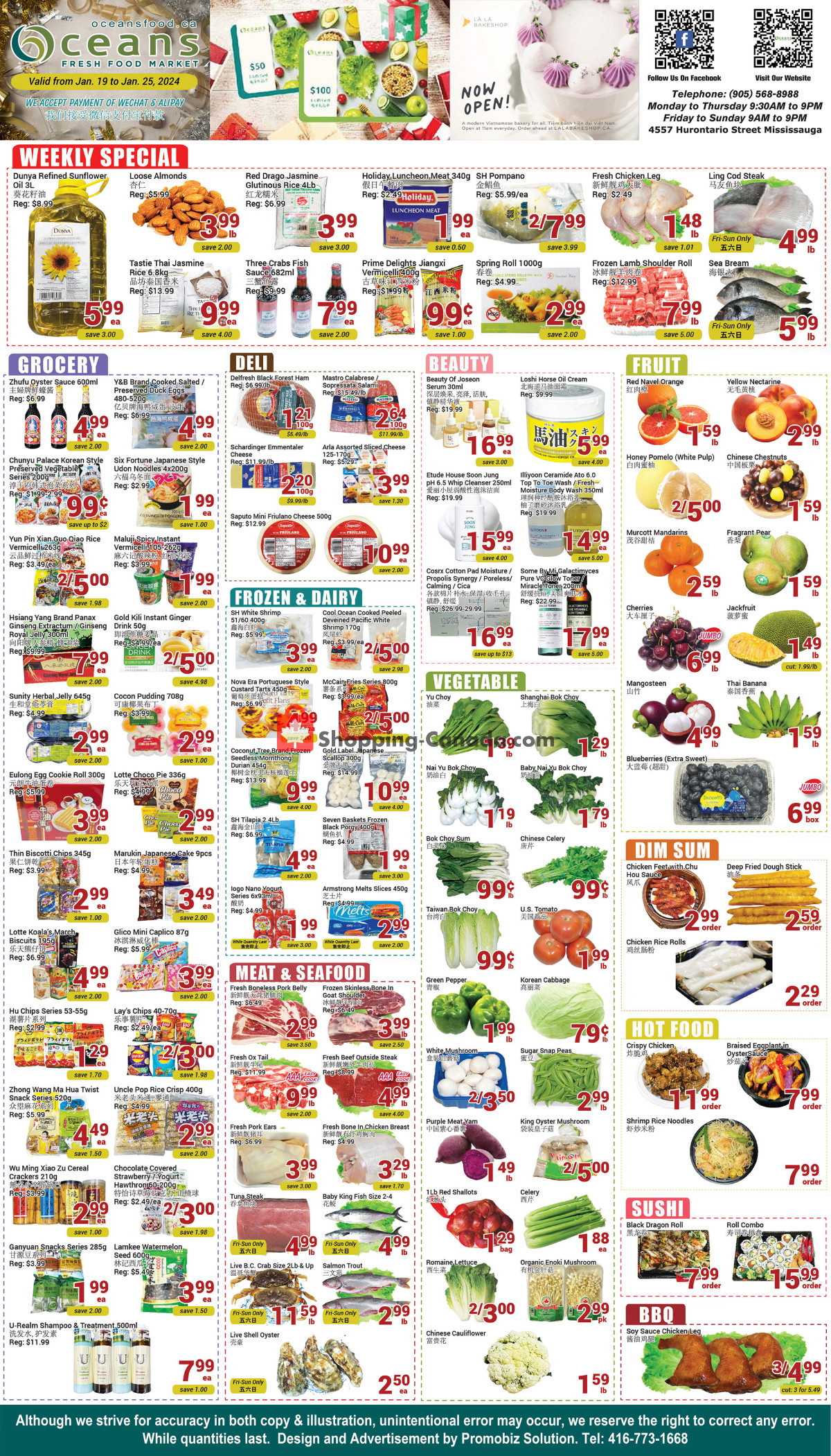 Oceans Fresh Food Market flyer from Friday January 19, 2024 to Thursday January 25, 2024 - page 1