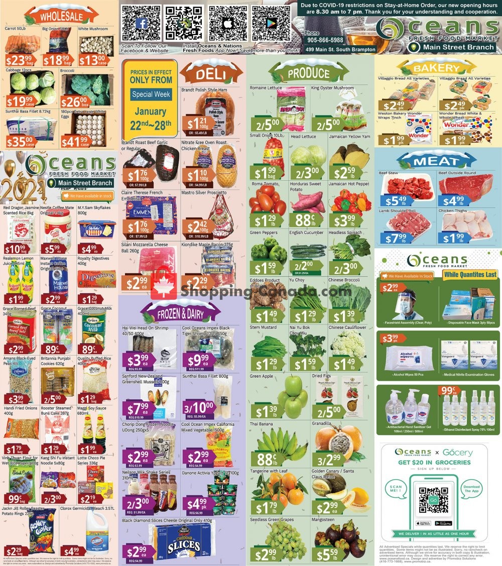 Oceans Fresh Food Market flyer from Friday January 22, 2021 to Thursday January 28, 2021 - page 1