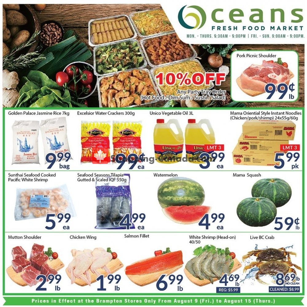 Oceans Fresh Food Market flyer from Friday August 9, 2019 to Thursday August 15, 2019 - page 1