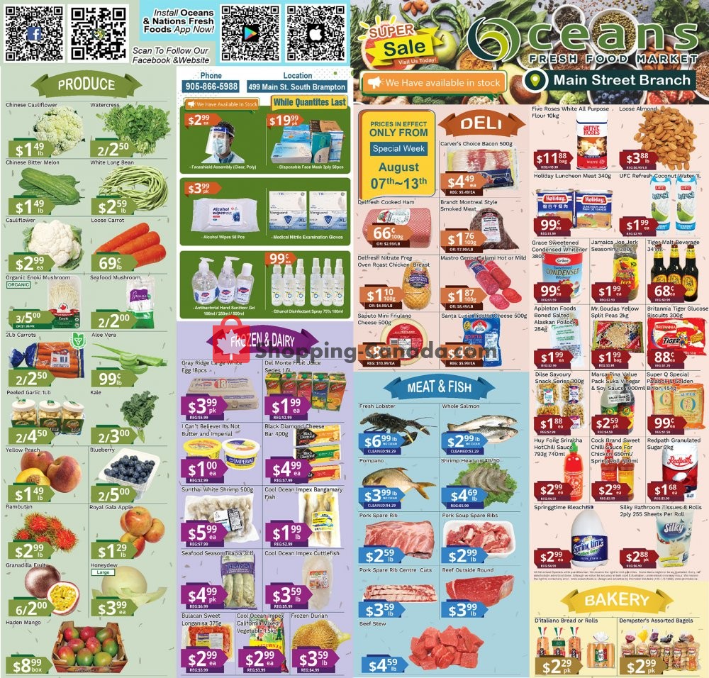 Oceans Fresh Food Market flyer from Friday August 7, 2020 to Thursday August 13, 2020 - page 1
