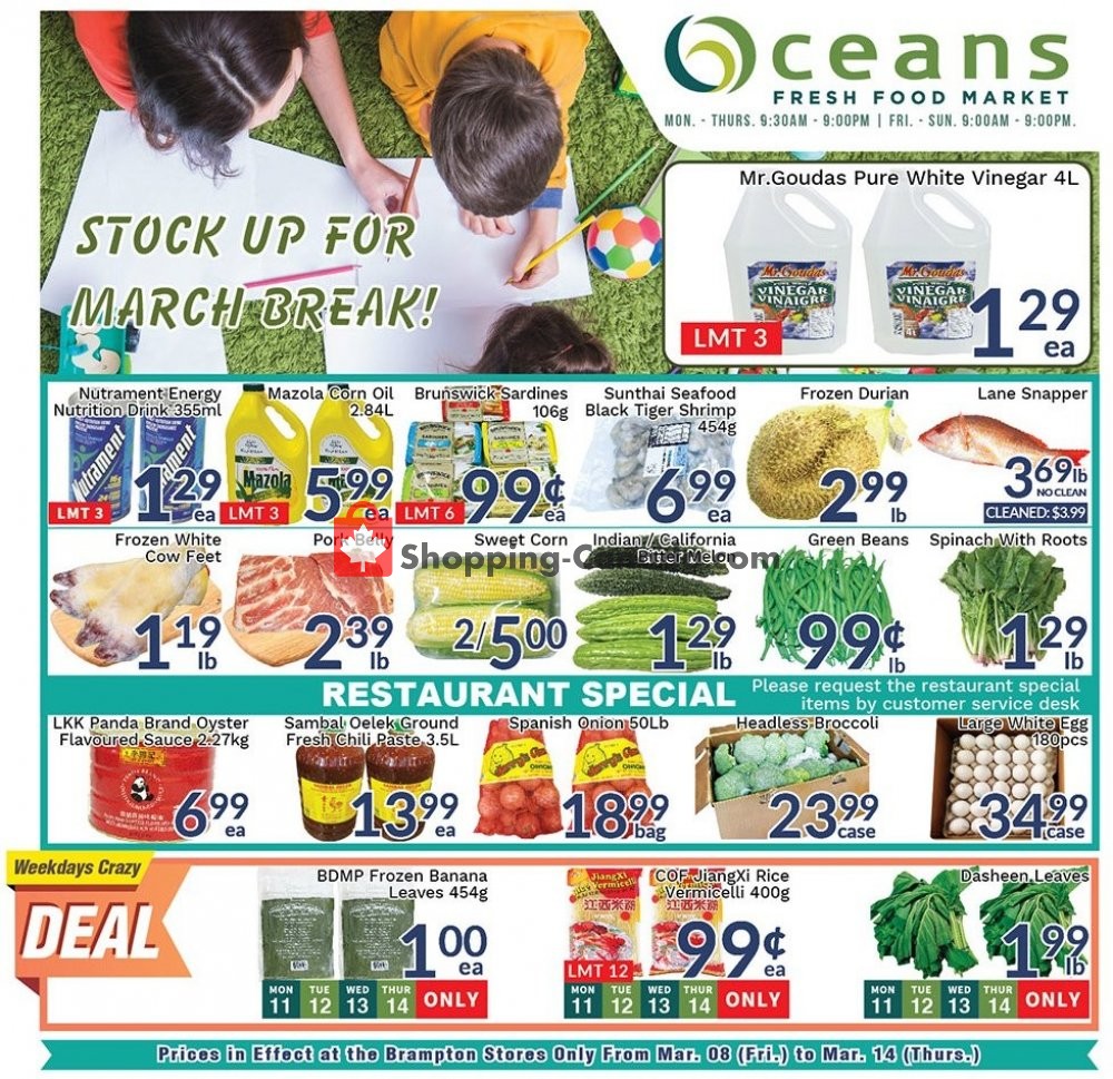 Oceans Fresh Food Market flyer from Friday March 8, 2019 to Thursday March 14, 2019 - page 1