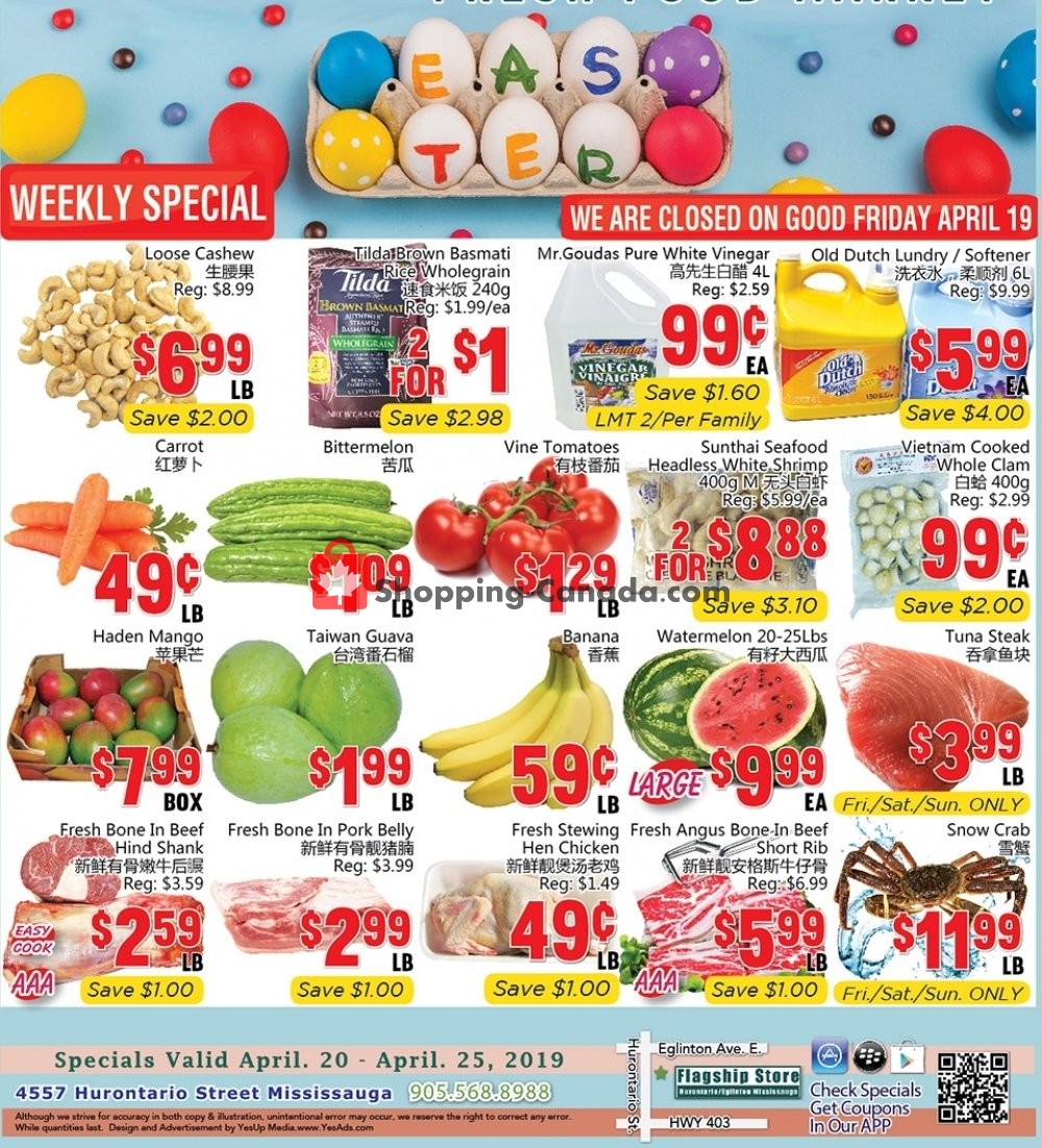 Oceans Fresh Food Market flyer from Saturday April 20, 2019 to Thursday April 25, 2019 - page 1