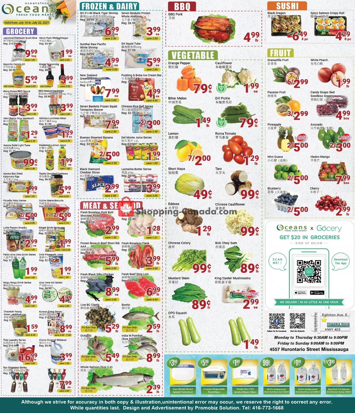 Oceans Fresh Food Market flyer from Friday July 16, 2021 to Thursday July 22, 2021 - page 1
