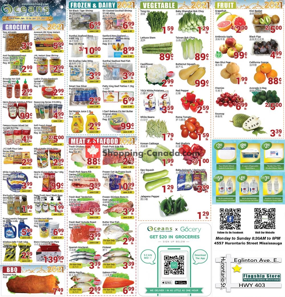 Oceans Fresh Food Market flyer from Friday January 15, 2021 to Thursday January 21, 2021 - page 1