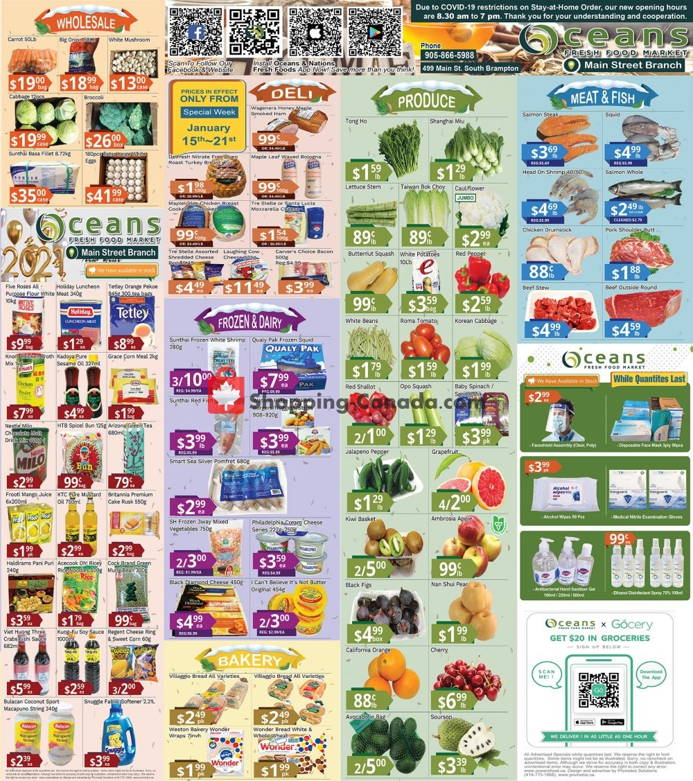 Oceans Fresh Food Market flyer from Friday January 15, 2021 to Thursday January 21, 2021 - page 1