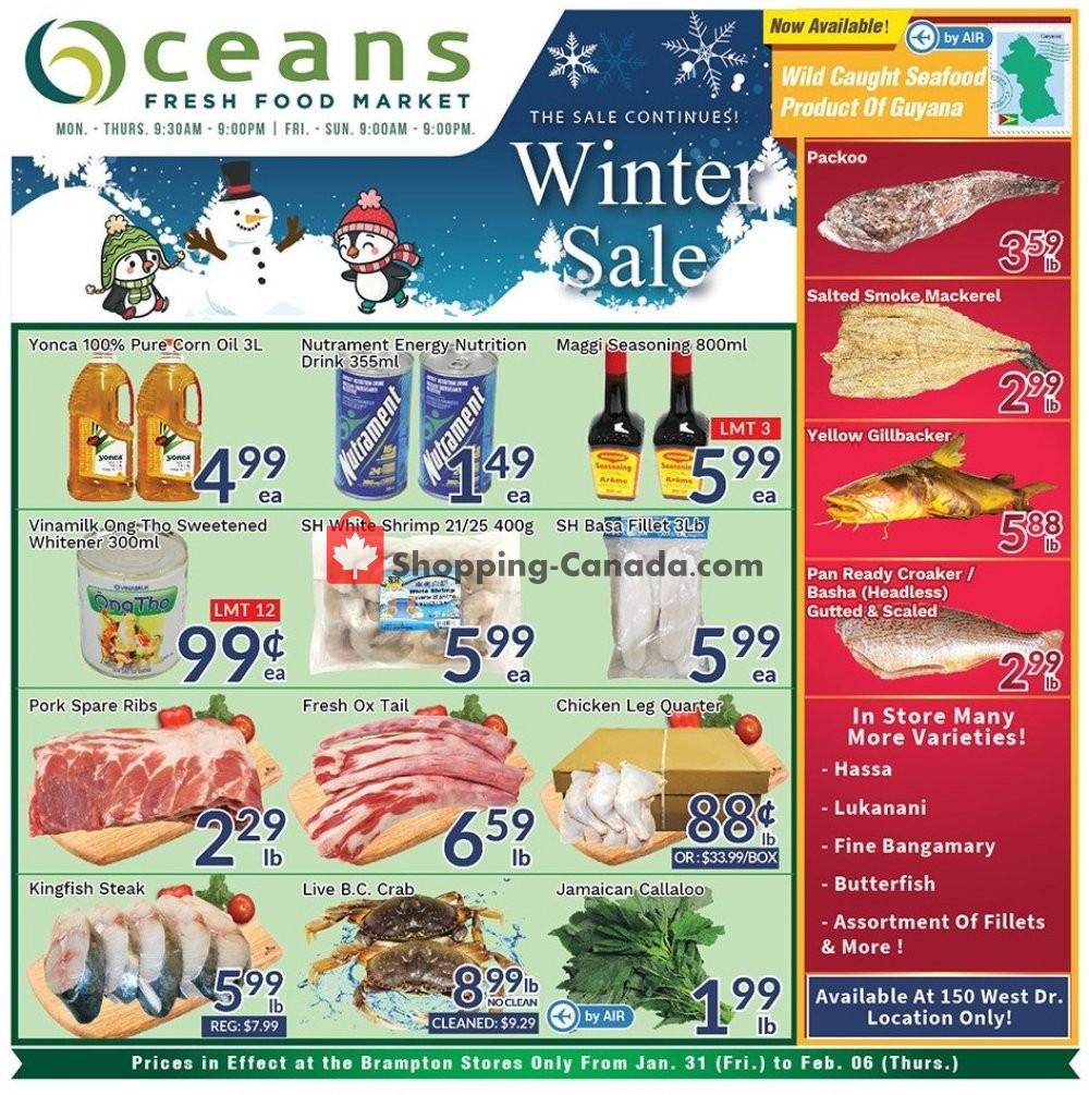 Oceans Fresh Food Market flyer from Friday January 31, 2020 to Thursday February 6, 2020 - page 1