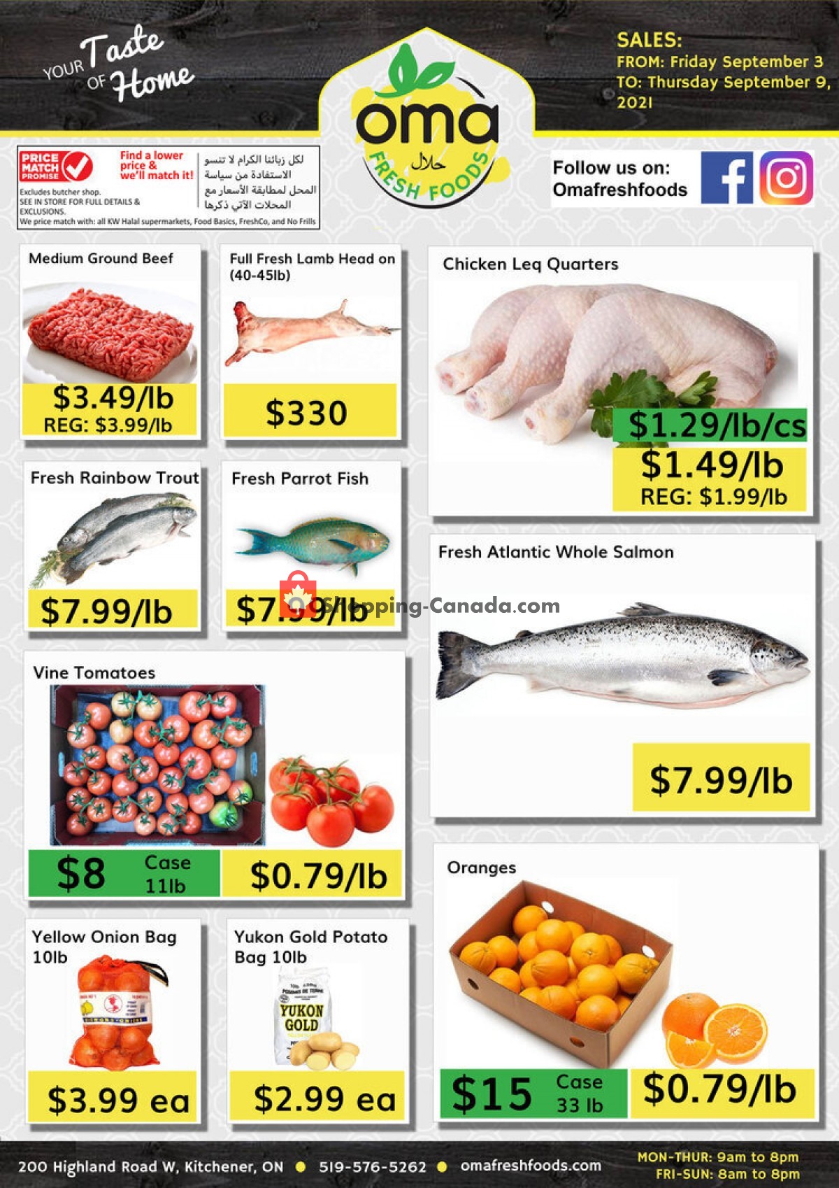 Oma fresh foods flyer from Friday September 3, 2021 to Thursday September 9, 2021 - page 1