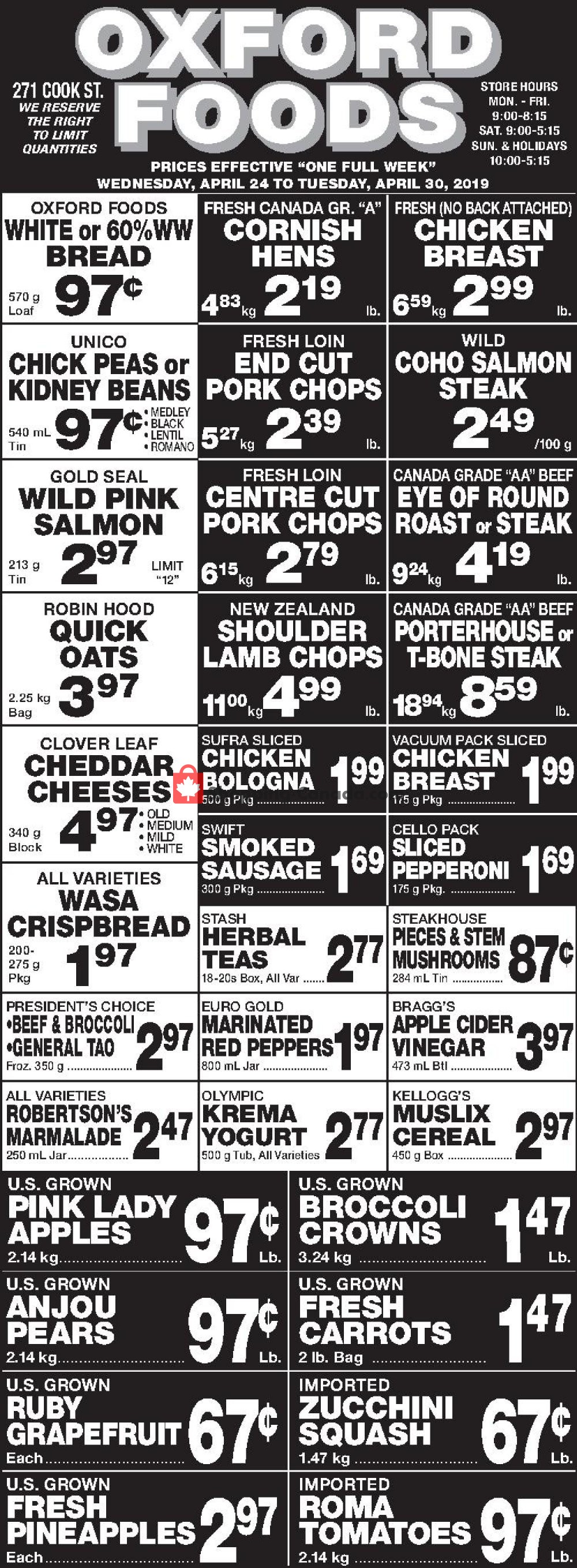 Oxford Foods flyer from Wednesday April 24, 2019 to Tuesday April 30, 2019 - page 1