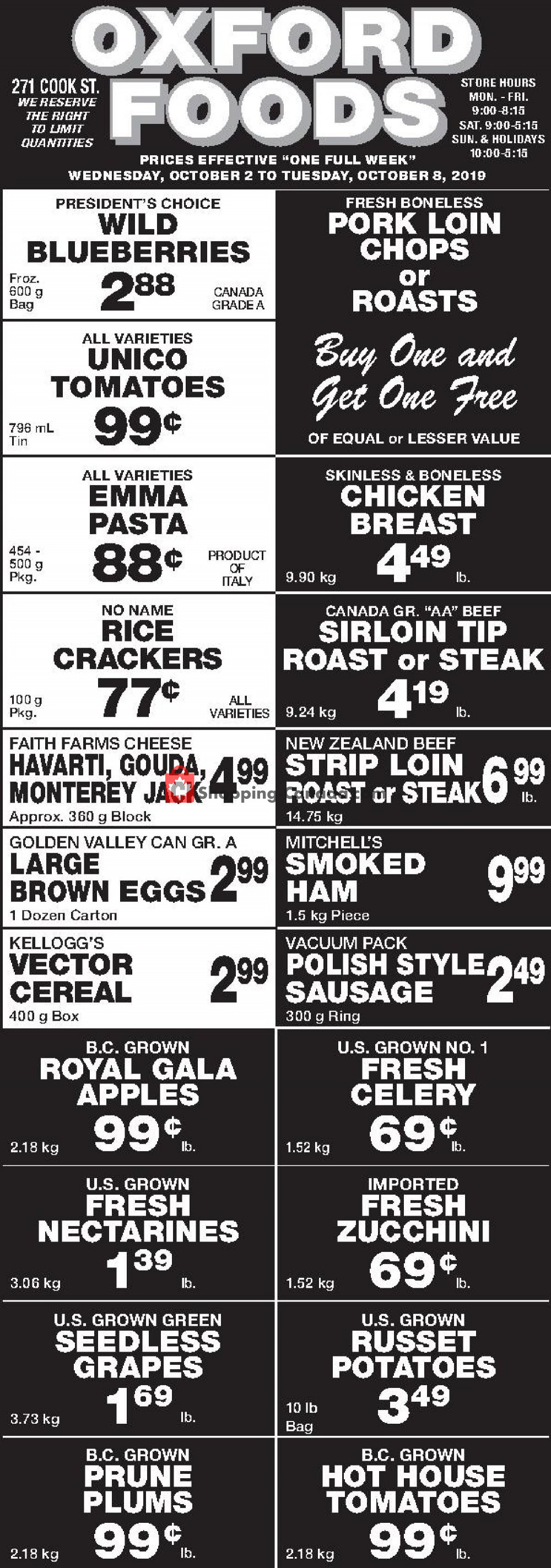 Oxford Foods flyer from Wednesday October 2, 2019 to Tuesday October 8, 2019 - page 1