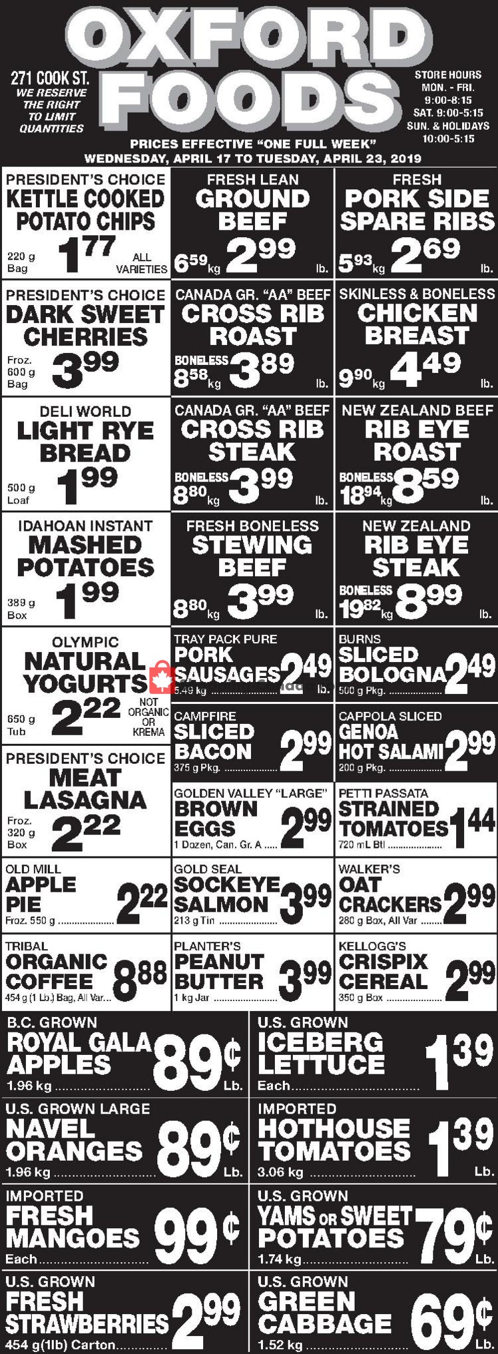 Oxford Foods flyer from Wednesday April 17, 2019 to Tuesday April 23, 2019 - page 1