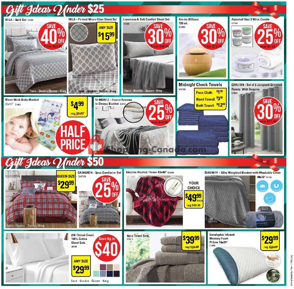 Oxford Mills Bedding & Towels Canada, flyer (Big Savings) November
