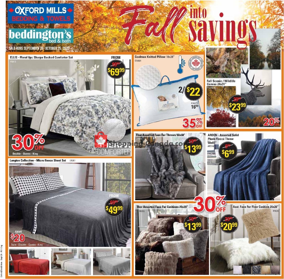 Oxford Mills Bedding & Towels flyer from Wednesday September 28, 2022 to Tuesday October 25, 2022 - page 1