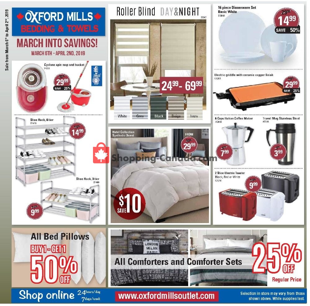 Oxford Mills Bedding & Towels flyer from Wednesday March 6, 2019 to Tuesday April 2, 2019 - page 1