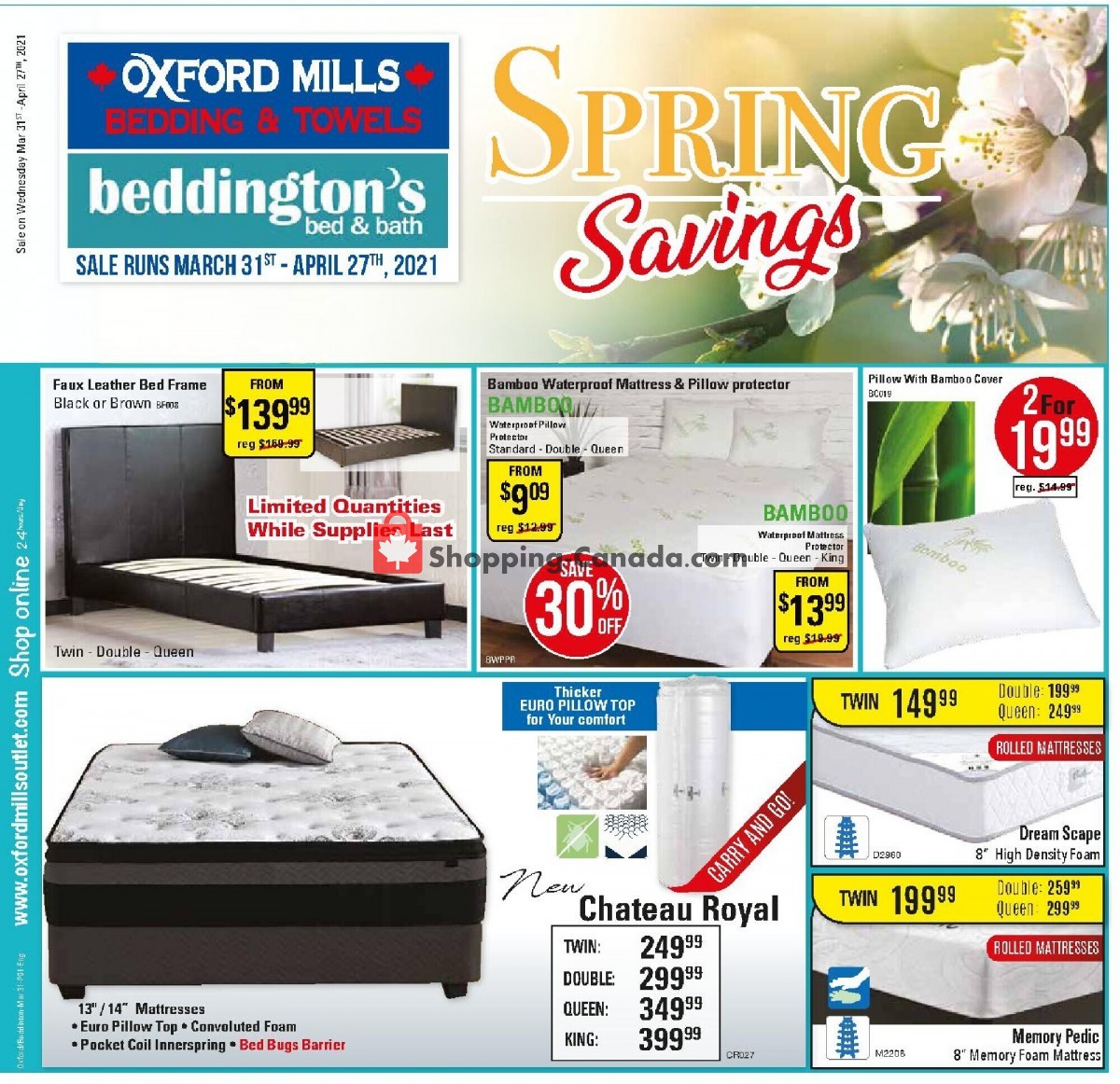 Oxford Mills Bedding & Towels flyer from Wednesday March 31, 2021 to Tuesday April 27, 2021 - page 1