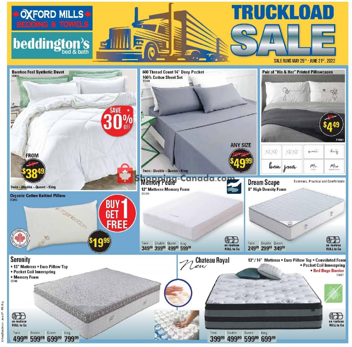 Oxford Mills Bedding & Towels flyer from Wednesday May 25, 2022 to Tuesday June 21, 2022 - page 1