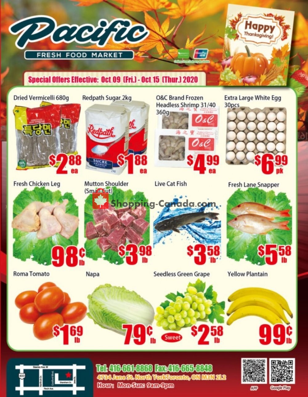 Pacific Fresh Food Market flyer from Friday October 9, 2020 to Thursday October 15, 2020 - page 1