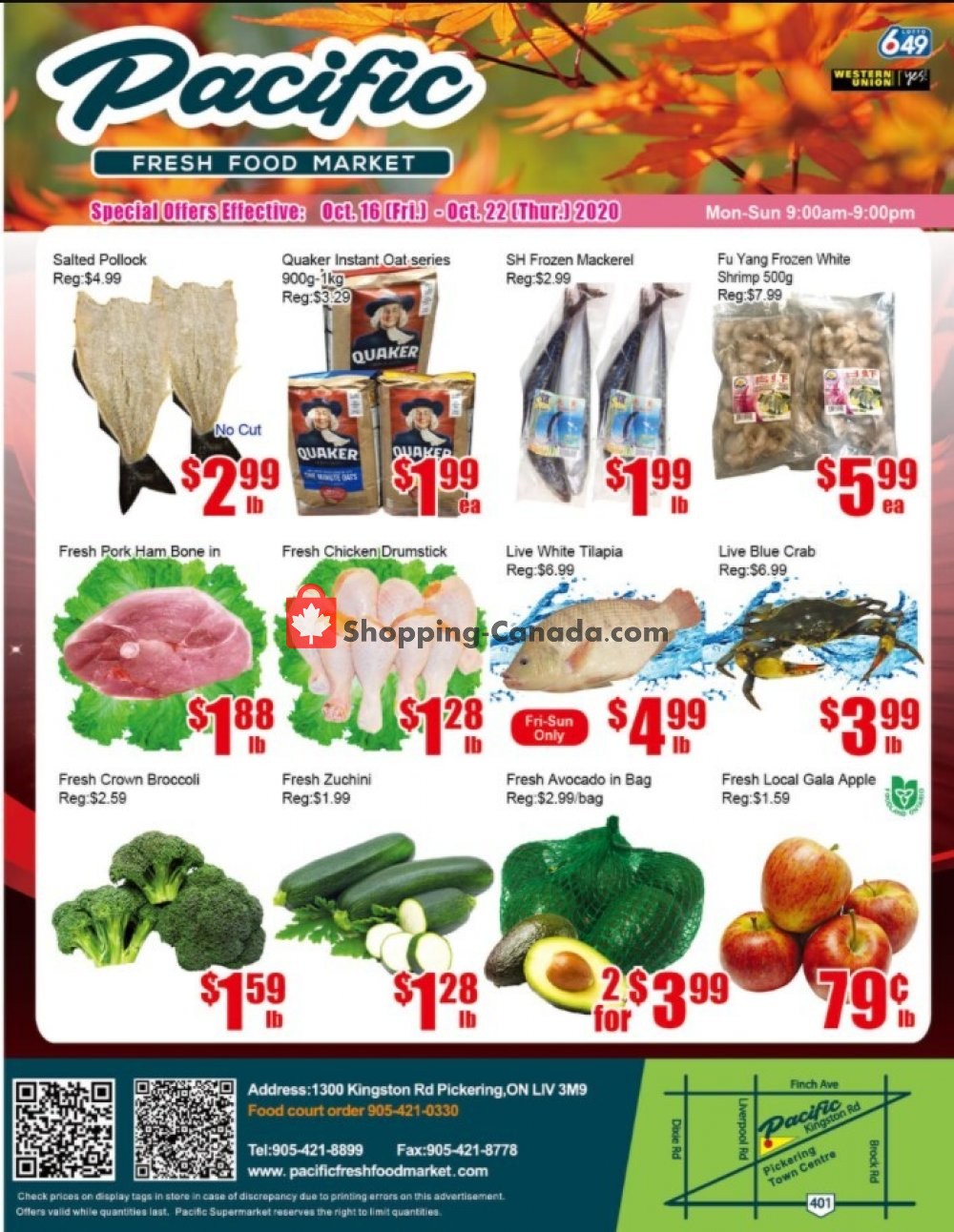 Pacific Fresh Food Market flyer from Friday October 16, 2020 to Thursday October 22, 2020 - page 1