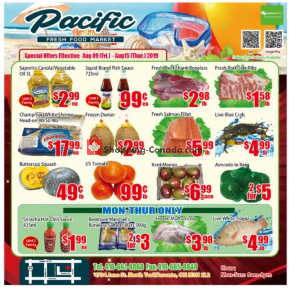 Pacific Fresh Food Market flyer from Friday August 9, 2019 to Thursday August 15, 2019 - page 1
