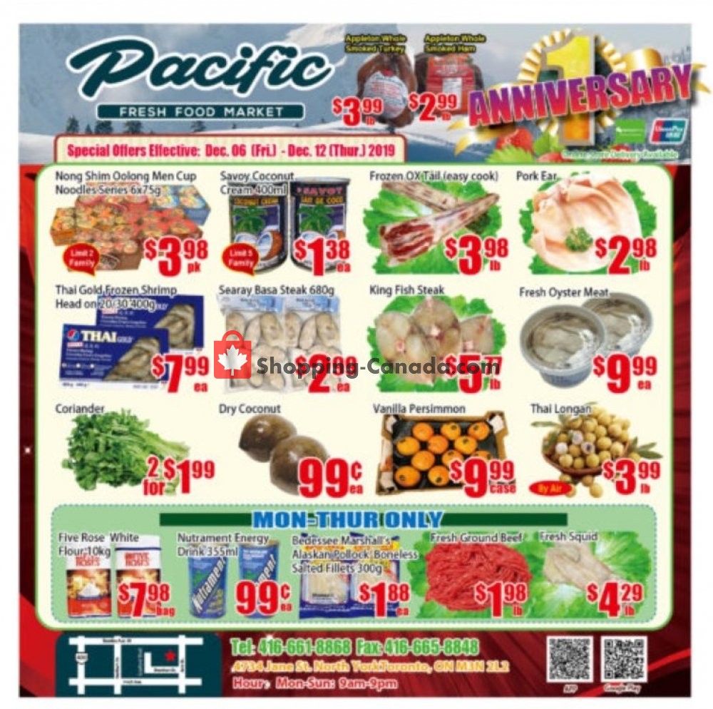Pacific Fresh Food Market flyer from Friday December 6, 2019 to Thursday December 12, 2019 - page 1
