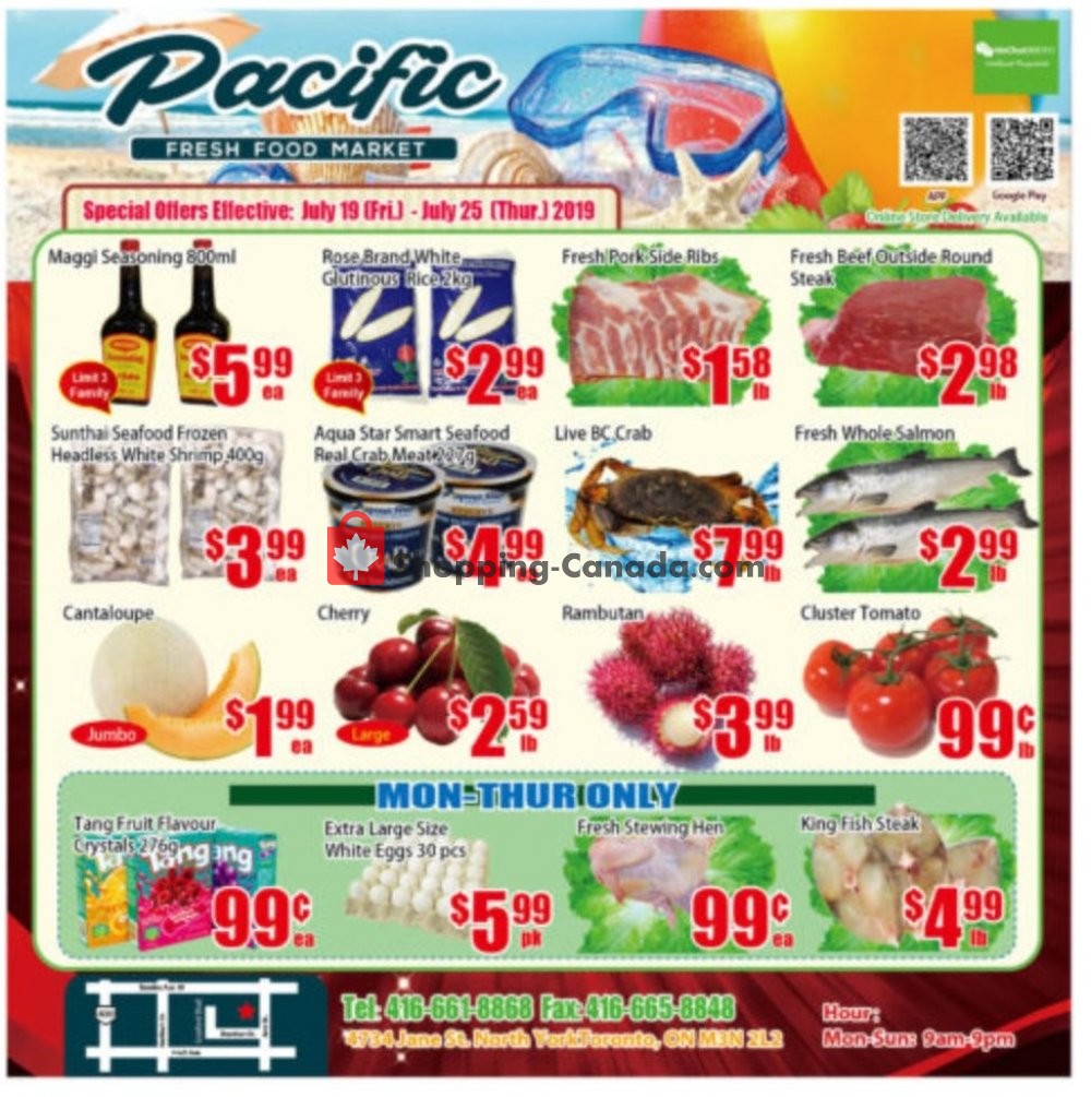 Pacific Fresh Food Market flyer from Friday July 19, 2019 to Thursday July 25, 2019 - page 1