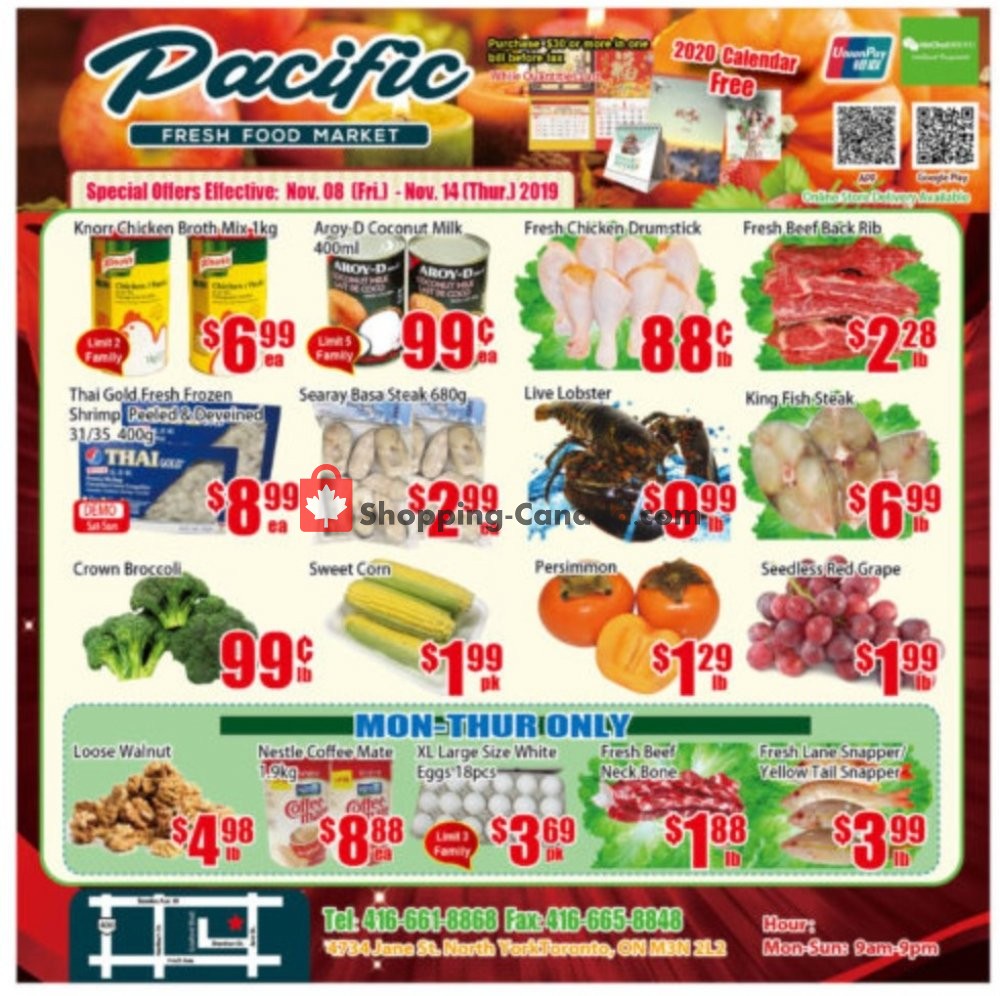 Pacific Fresh Food Market flyer from Friday November 8, 2019 to Thursday November 14, 2019 - page 1