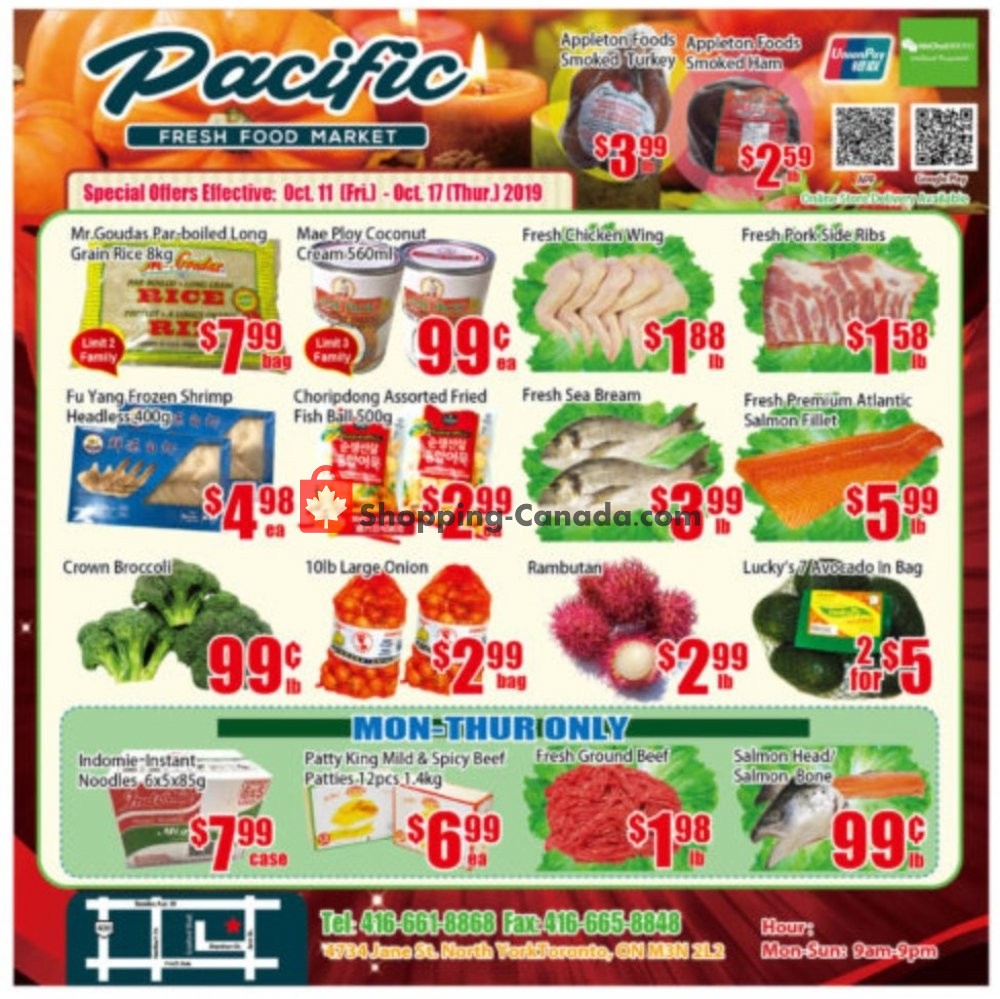 Pacific Fresh Food Market flyer from Friday October 11, 2019 to Thursday October 17, 2019 - page 1