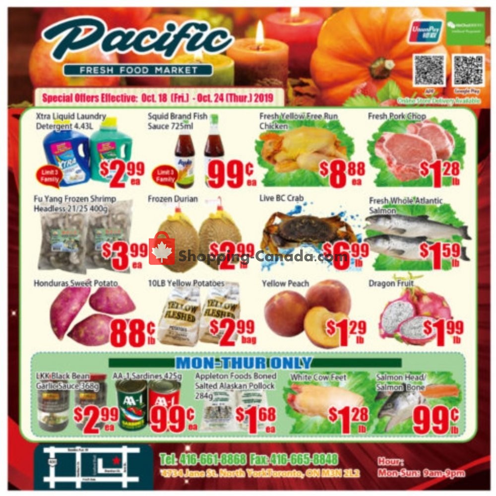 Pacific Fresh Food Market flyer from Friday October 18, 2019 to Thursday October 24, 2019 - page 1