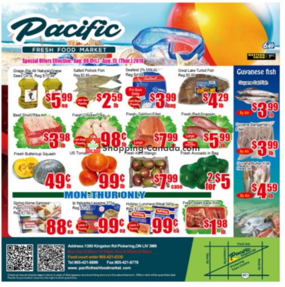 Pacific Fresh Food Market flyer from Friday August 9, 2019 to Thursday August 15, 2019 - page 1