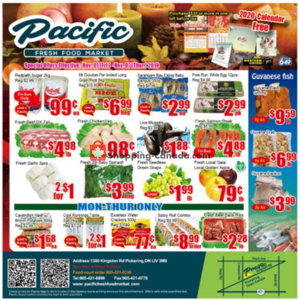 Pacific Fresh Food Market flyer from Friday November 1, 2019 to Thursday November 7, 2019 - page 1