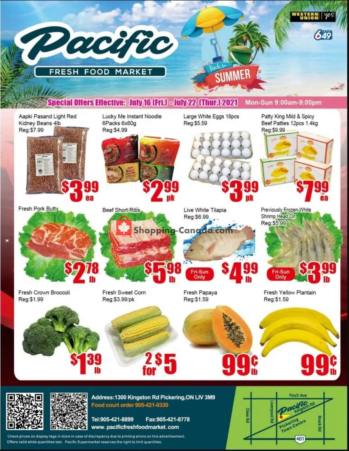 Pacific Fresh Food Market flyer from Friday July 16, 2021 to Thursday July 22, 2021 - page 1