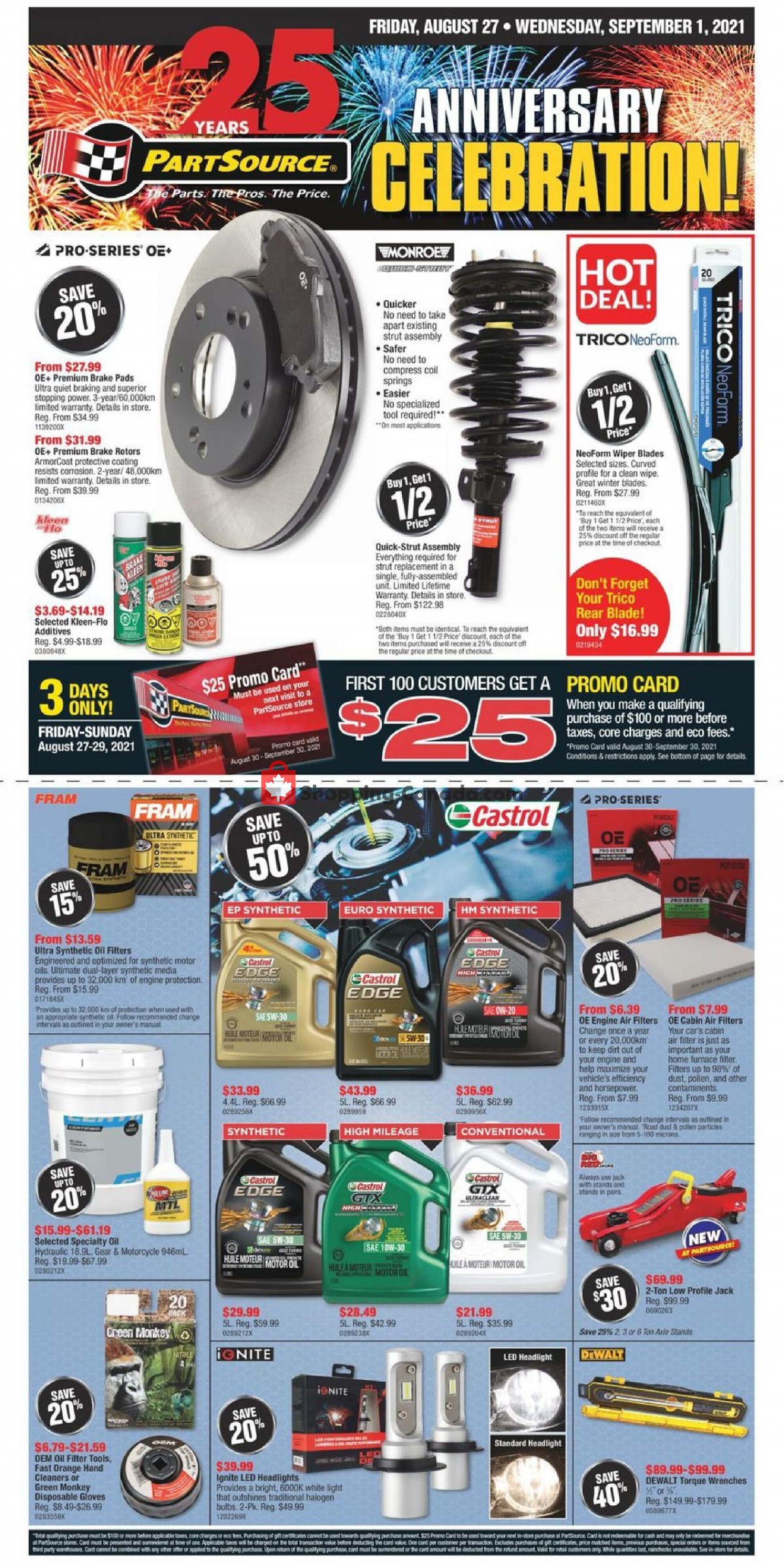 PartSource Canada Flyer Anniversary Celebration August 27 