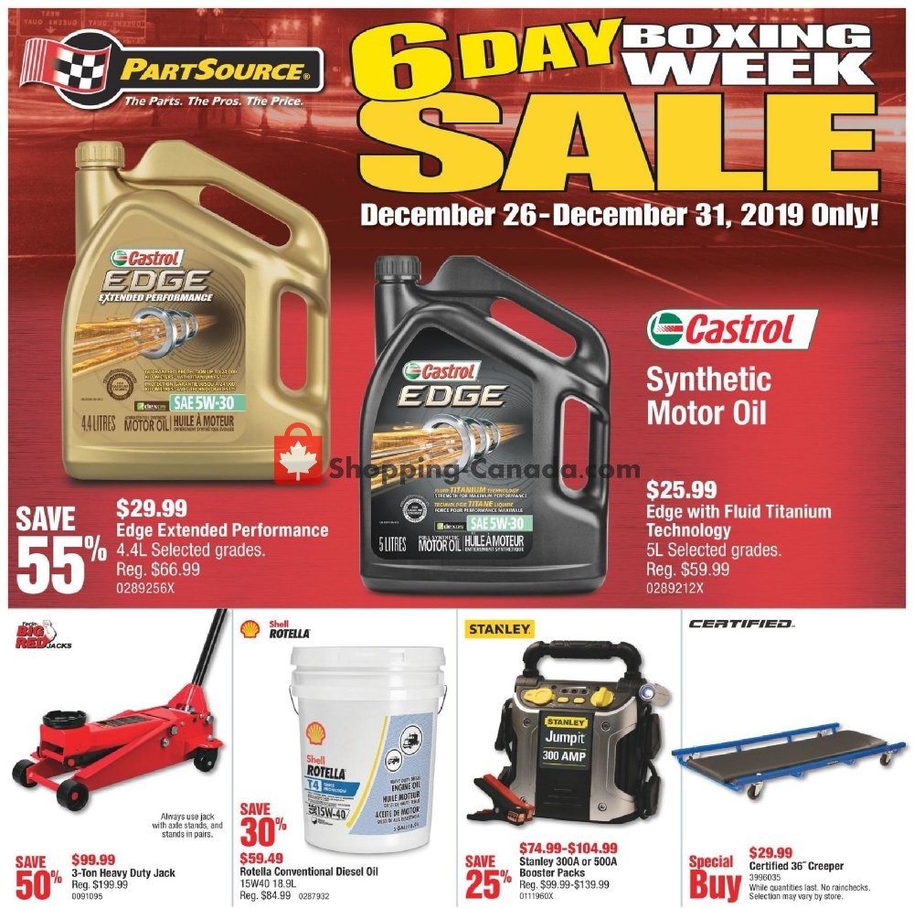 PartSource Canada, flyer (Boxing Week Sale) December 26 December
