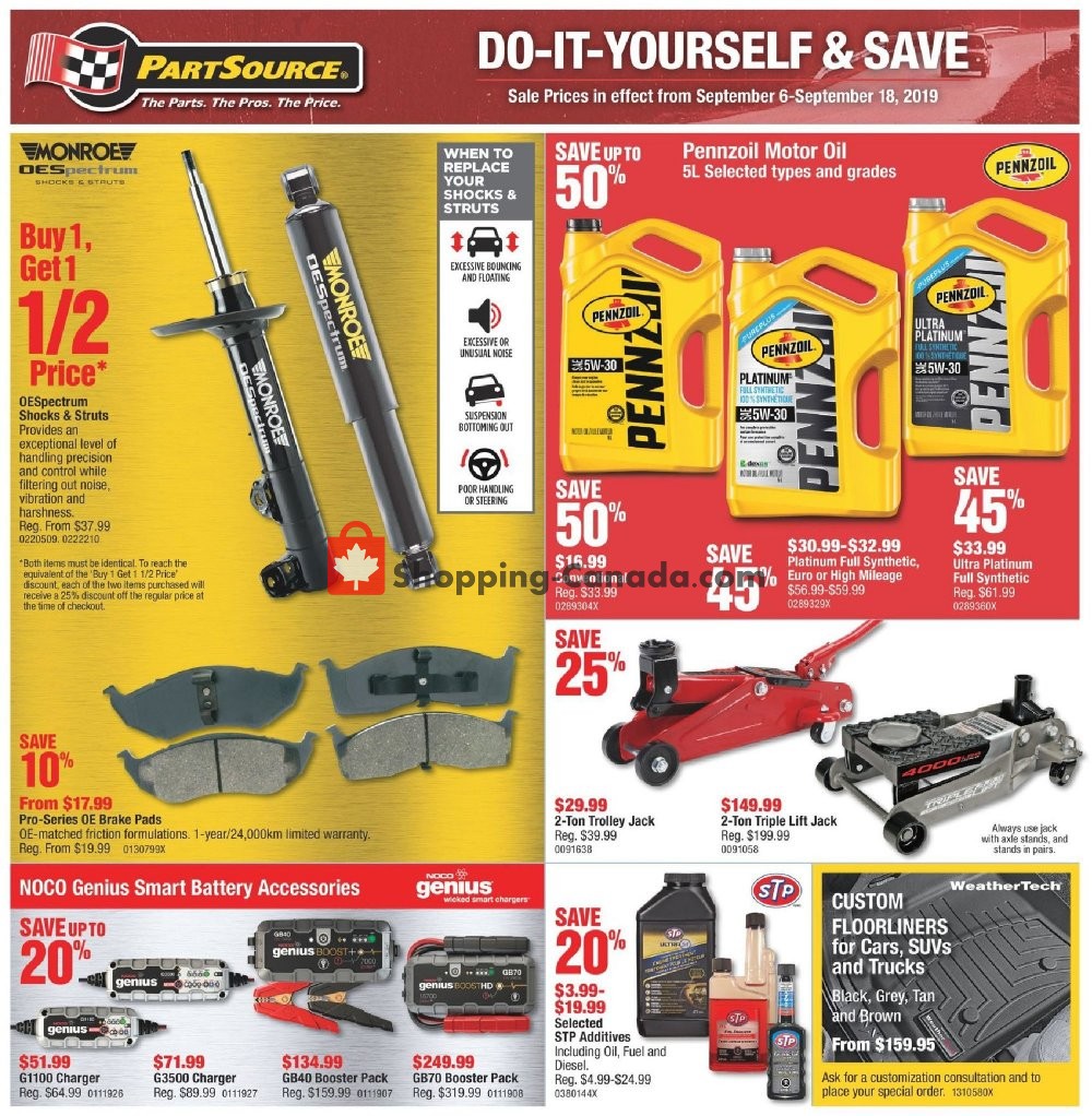 PartSource flyer from Friday September 6, 2019 to Wednesday September 18, 2019 - page 1