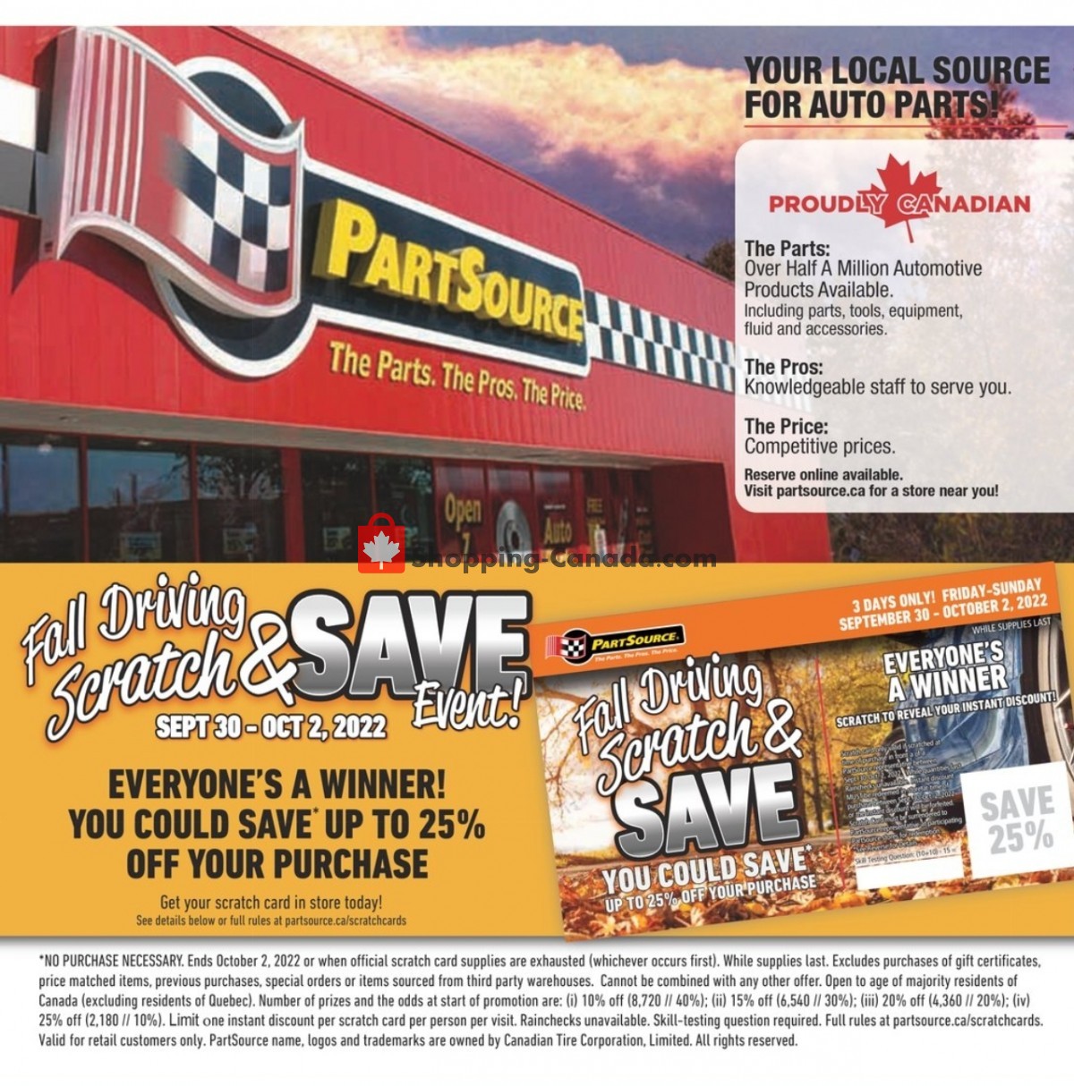 PartSource Canada, flyer (Fall Driving) September 29 October 5, 2022 Shopping Canada