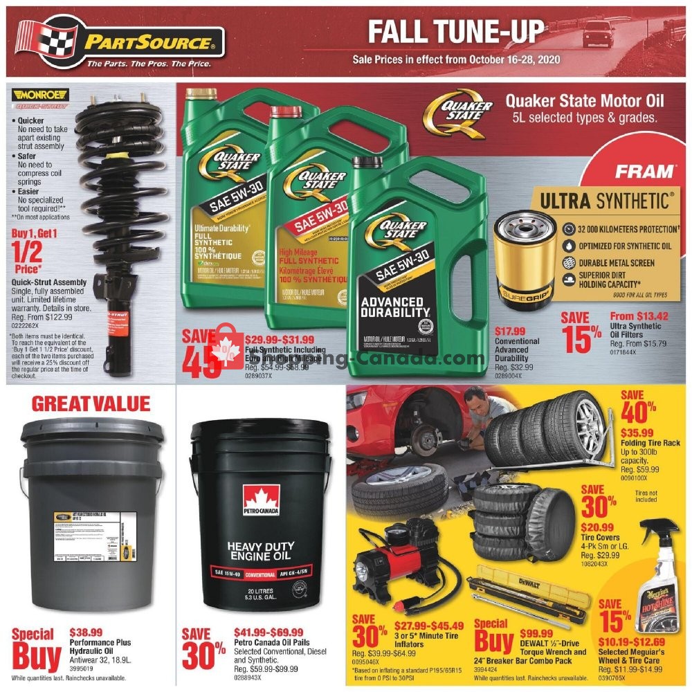 PartSource flyer from Friday October 16, 2020 to Wednesday October 28, 2020 - page 1
