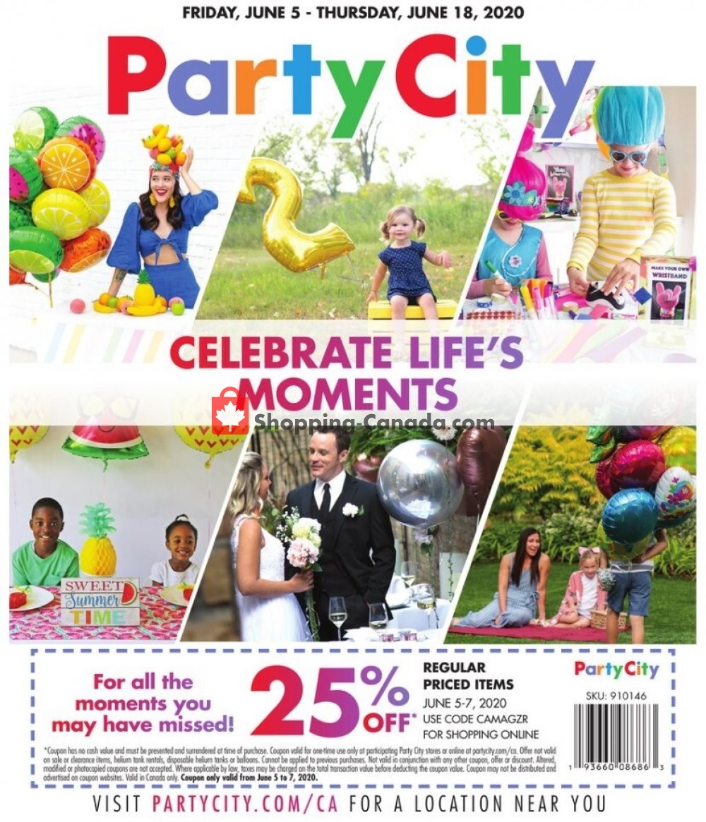 Party City Canada, flyer (Celebrate Life's Moments) June 5 June 18